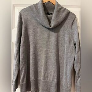 Talbots Gray with gold metallic Cowl Neck Sweater